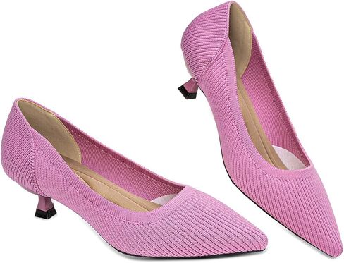 Womens Kitten Heels Pumps Shoes Comfortable Knit Closed Toe Heels for Women Work Office Casual Wedding Dressy in Saudi Arabia
