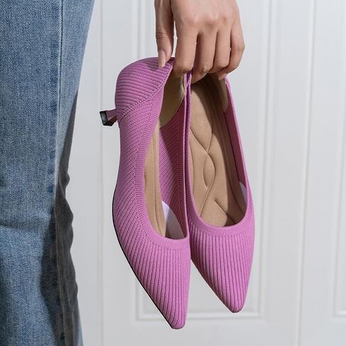 Womens Kitten Heels Pumps Shoes Comfortable Knit Closed Toe Heels for Women Work Office Casual Wedding Dressy in Saudi Arabia