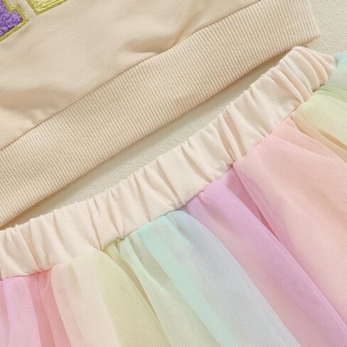 Toddler Fall Outfits Birthday Girl Embroidery Sweatshirt Tops + Princess Mesh Tutu Skirt Kids Birthday Dress Clothes in Kuwait