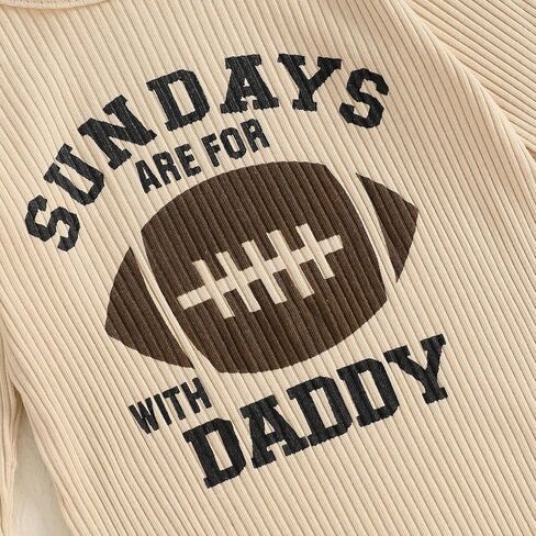 Baby Boy Football Outfit Sundays are for Football with Daddy Ribbed Jumpsuit Romper Fall Newborn Coming Home Clothes in Kuwait