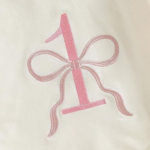 SOLILOQUY Baby Girl Birthday Outfits Pink Ribbon Bow 1 Embroidery Long Sleeve Sweatshirt Romper 1st Birthday Party in Saudi Arabia