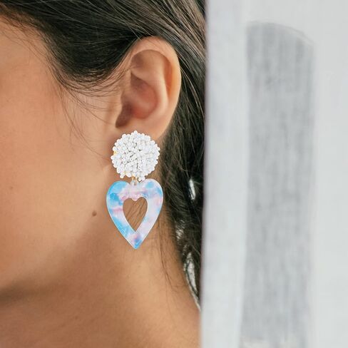 أقراط تكشف بين الجنسين-بوي فتاة زرقاء اللون الوردي على شكل قلب للكشف بين الجنسين ، وإعلان الحمل ، وزينة حفلات استحمام الطفل in Kuwait