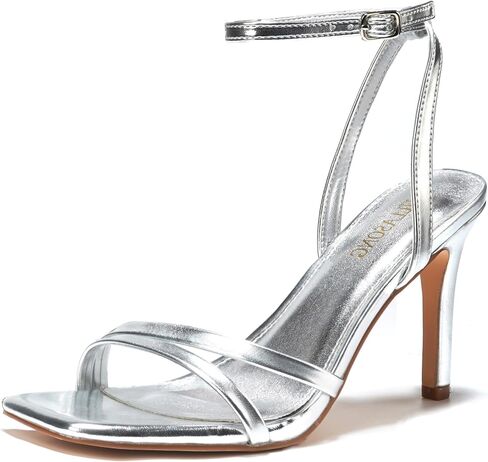 LULLASONG Women's Heels Strappy Ankle Strap High Heels 3.5 Inch Heeled Square Open Toe Sandals for Women in Saudi Arabia