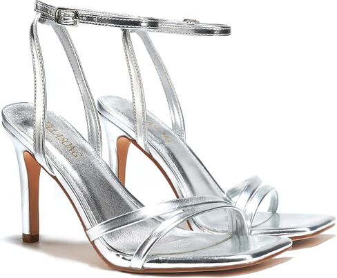 LULLASONG Women's Heels Strappy Ankle Strap High Heels 3.5 Inch Heeled Square Open Toe Sandals for Women in Saudi Arabia