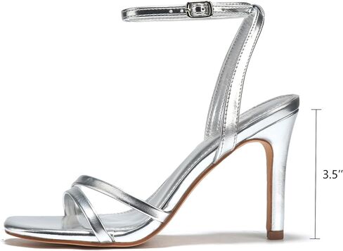 LULLASONG Women's Heels Strappy Ankle Strap High Heels 3.5 Inch Heeled Square Open Toe Sandals for Women in Saudi Arabia