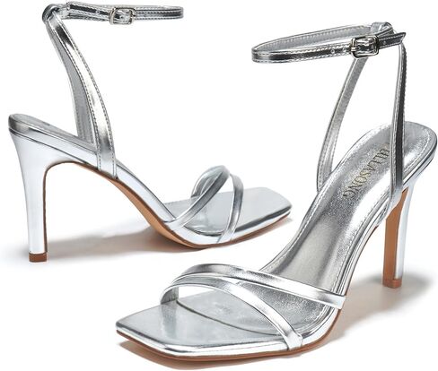 LULLASONG Women's Heels Strappy Ankle Strap High Heels 3.5 Inch Heeled Square Open Toe Sandals for Women in Saudi Arabia