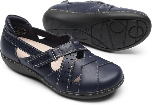 DREAM PAIRS Women Comfort Closed Toe Work Sandals Loafer | Ergonomic Crossover Straps with arch support and Memory foam cushioned insole for long-time standing and business casual wear in Saudi Arabia