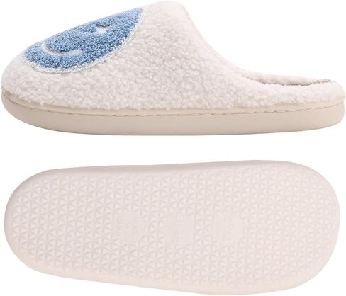 Retro Lightning Bolt Smile Face Slippers Soft Plush Comfy Warm Fuzzy Slippers Women's Cozy House Slippers in Kuwait