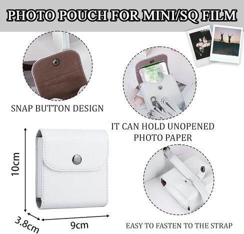 Frankmate Protective Camera Case Compatible with Fujifilm Mini 12 11 9 8 Instant Camera with 64 Pockets Mini Photo Album, PU Leather Bag Cover with Adjustable Shoulder Strap (White) in Saudi Arabia