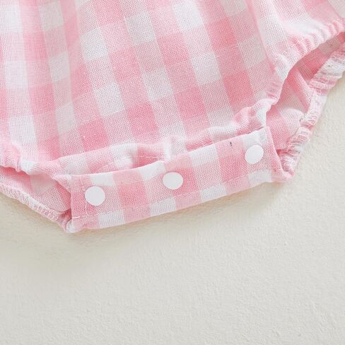 FYBITBO Newborn Baby Girl Outfits Smocked Long Sleeve Bubble Romper Plaid Bodysuit Jumpsuit Headband Infant Clothes Set in Saudi Arabia
