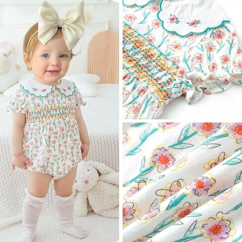 Simplee kids Baby Infant Girls Cotton Short Sleeve Summer Ruffle Romper 3-24 Months in Kuwait