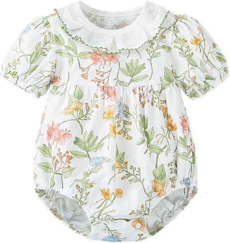 Simplee kids Baby Infant Girls Cotton Short Sleeve Summer Ruffle Romper 3-24 Months in Kuwait
