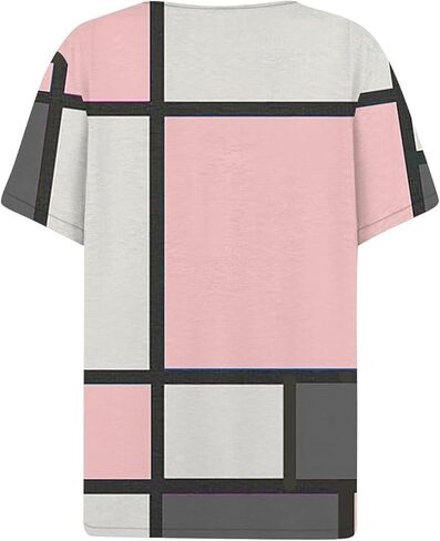 Womens Short Sleeve Summer Tops Casual V Neck Button Down Shirts Loose Fitted Boho Graphic Tees Fashion Ladies Tops in Saudi Arabia