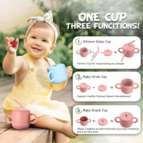 Sippy cup for 6 month old (8Oz/250ml) with straw, sippy cup for toddlers with soft spout and lid for practicing with snacks and sippy cup for 1 year old with handles. in Saudi Arabia