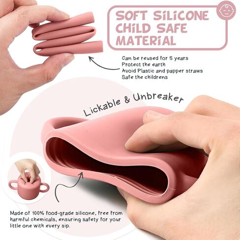 Sippy cup for 6 month old (8Oz/250ml) with straw, sippy cup for toddlers with soft spout and lid for practicing with snacks and sippy cup for 1 year old with handles. in Saudi Arabia