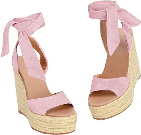 SERAIH Womens Lace up Espadrilles Platform Wedges Sandals Heels Tie Ankle Strap Summer Dress Shoes in Saudi Arabia