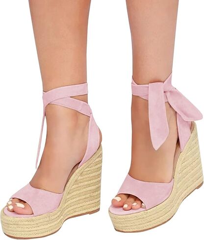 SERAIH Womens Lace up Espadrilles Platform Wedges Sandals Heels Tie Ankle Strap Summer Dress Shoes in Saudi Arabia