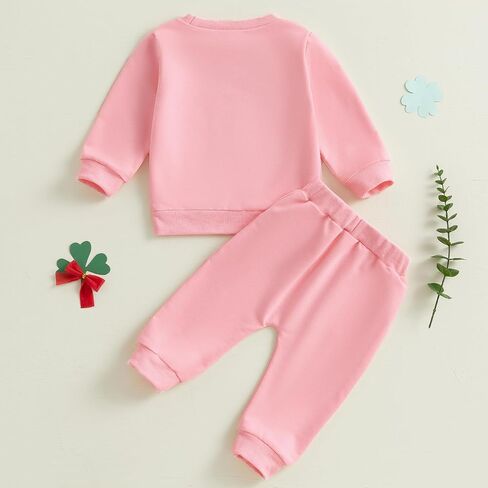 ليدي Champswiin St Patrick's Baby Baby Girl Girl Girl Abour Four Leaf Clover Sweatshirt Top Solid Gogger Pants in Saudi Arabia