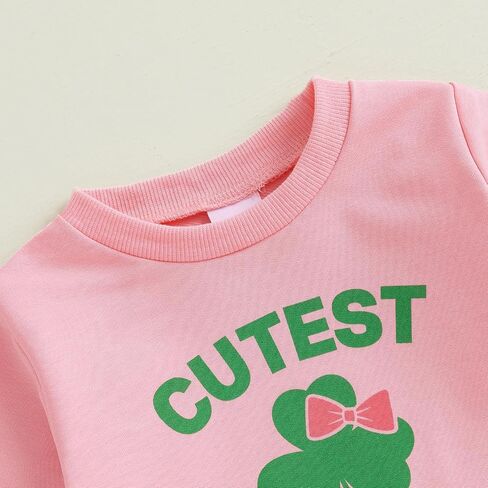 ليدي Champswiin St Patrick's Baby Baby Girl Girl Girl Abour Four Leaf Clover Sweatshirt Top Solid Gogger Pants in Saudi Arabia