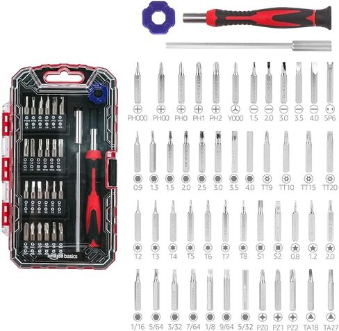 Amazon Basics 51-Piece Precision Screwdriver Bit Set, Black in Saudi Arabia