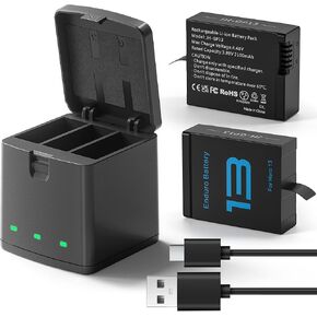 2-Pack 2100mAh Replacement Batteries for GoPro HERO13 Black, 3-Channel Fast USB-C Charger Station with Smart LED Indicators, Type C Cable, Compatible with GoPro HERO13 Accessories