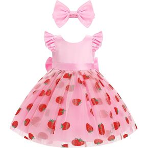 OBEEII Baby Girls Birthday Cake Smash Outfit Formal Baptism Photoshoot Tulle Dress Wedding Flower Girl Dress with Headband