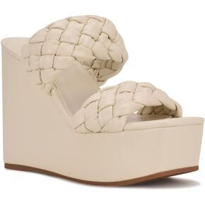 Nine West Women's Nessie Faux Leather Slip-On Wedge Sandal