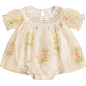 Infant Baby Girl Summer Clothes Lace Mesh Flower Short Sleeve Romper Tutu Dress Princess Dress Cake Smash Dress