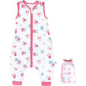 MooMoo Baby Sleep Sack with Feet Toddler Muslin Sleeping Sack with Legs Lightweighted Wearable Blanket Sleeveless 9M-5T