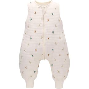 Toddler Sleep Sack with Feet 1.0 Tog,100% Cotton Sleeveless Split-leg Sleeping Bag for Early Walkers,For 0-3 Years Old