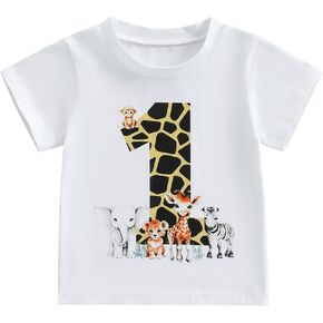 Infant Baby Boys Girls First Birthday Outfit 1st Birthday T-Shirt Wild One Safari Zoo Jungle Animals Shirt