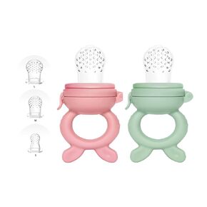 TRJ Brothers 2 Pcs Baby Fresh Fruit Food Feeder Pacifier for 0-36 Months | 3 Sizes Silicone Pouches | Safe & Mess-Free Feeding | Infant Fruit Teething Teether | BPA Free
