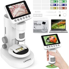 1000X Portable Microscope for Kids with 3.5-inch-Screen: 3-in-1 Digital Microscope with Stand, Kids Microscope Christmas/Birthday Gifts, Handheld Microscope Educational Science Kit, 32g SD Card