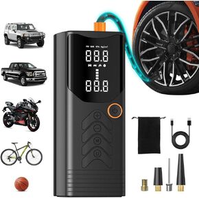 Tire Inflator Portable Air Compressor, Portable Tire Inflator, 3X Faster Portable Air Pump for Car Tires, Cordless Tire Inflator Auto Shutoff Mini Air Pump with Digital Display for Motorcycle and Bike