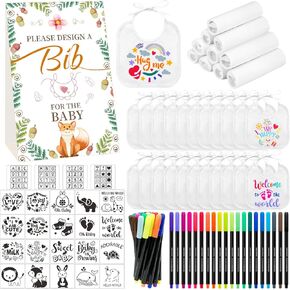 Bibs Baby Shower Games Sign Set Baby Feeder Bibs Newborn Gifts Fabric Marker Stencils Kit