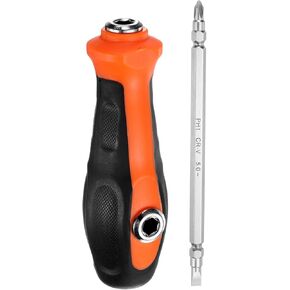 HARFINGTON SL5.0/PH1 Double Ended Screwdriver Bit 5.51" Long CR-V Steel Phillips and Slotted Flat Head Screw Driver Drill Bit with 1/4" Hex Bit Screwdriver Handle for Machine Repair