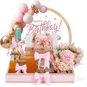 Wooden Baskets for Gifts Empty, DIY Empty Decorative Gift with Clear Arch Acrylic Display Board, Sturdy Empty Gift Baskets Storage, Birthday Party Wrapping Gift Holder for Holiday Valentines