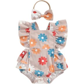 Baby Girl Clothes 3 6 9 12 18 Month Newborn Ruffle Bubble Romper Onesie Floral Bodysuit Summer Outfit