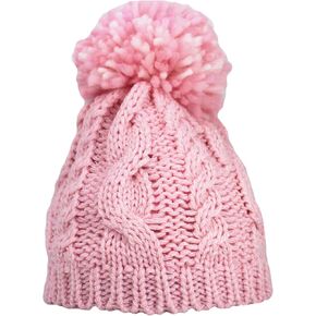 2Pc Set Knit Hat W/Single Pom & Mittens for Girl's Beanie Pom Hat