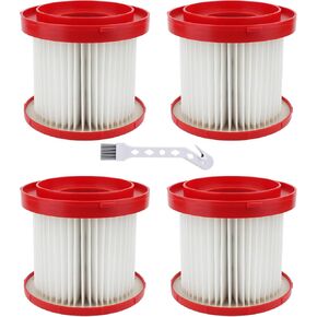 49-90-1900 Wet Dry Vacuum HEPA Filter Replacement for Milwaukee M18 2 Gallon 0880-20, M12 FUEL 1.6 Gallon 0960-20 and M18 FUEL PACKOUT 0970-20 Wet Dry Vacuums, 4 Packs
