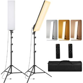 23.6" LED Video Light 2 Pack, SEDGEWIN Photography Lighting Kit 2500-7500K Dimmable Photo Studio Light Streaming Light with Remote Control & Tripod for Filming YouTube TikTok Video Recording Gaming