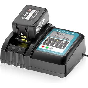 14.4V-18V Charger with LCD Screen Replacement for Makita 18V Battery Charger DC18RA DC18RC DC18RD, Compatible with Makita Battery 18V-14.4V BL1815 BL1820 BL1830 BL1850 BL1860 BL1840 BL1430