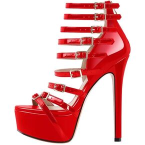richealnini Sexy Gladiator Platform Sandals for Women Ankle Strap Sky High Heels Buckles