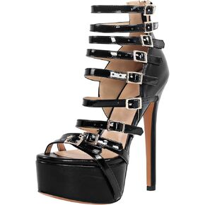 richealnini Sexy Gladiator Platform Sandals for Women Ankle Strap Sky High Heels Buckles