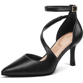 mysoft Women's Pumps Pointed Toe Stiletto Ankle Strap Closed Toe Low Heel Wedding Party Dress Shoes