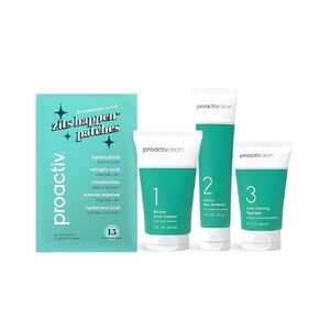 Proactiv Clean 3 Step Acne Routine w/ Pimple Patches- Sulfur Acne Treatment Cleanser, Azelaic Acid Serum, and Facial Moisturizer for Sensitive, Acne-Prone Skin- 30 Day Acne Kit with Pimple Patches