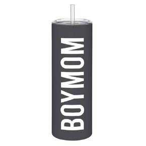 Stephan Baby Gift for Mom Matte Stainless Steel Skinny Tumbler With Straw, 20-Ounce, Boy Mom