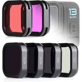 SOONSUN 6-Pack Lens Filter with Red Magenta CPL ND8 ND16 ND32 Filters for GoPro Hero 13 Black Camera, Neutral Density Circular Polarizing and Diving Filter Lens Protector for Go Pro 13 Accessories
