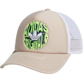 adidas Originals Mixed Graphics Foam Front High Crown Snapback Trucker Hat, White/Bright Orange/Flash Pink, One Size