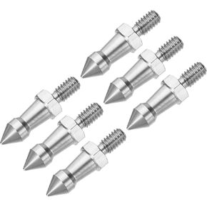 YOKIVE 6 Pcs Thread Tripod Spike, Compatible Foot Spike Mount Adapter, Great for Style 2 Softer Terrain (Silver, Male 1/4-20UNC)